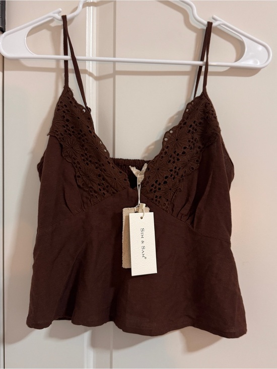Altar'd State Tops - Altar'd State Brown Lace-Trim Camisole Tank